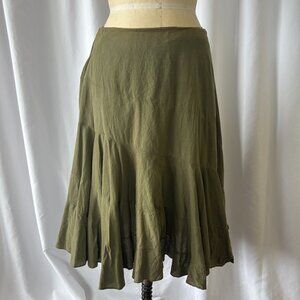 Green Asymmetrical Flowy Skirt